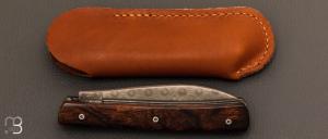 Couteau de poche modèle "Zen" par Berthier - bois de fer et lame damas inoxydable