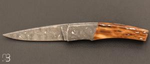  Couteau de collection en damas et mammouth de Alain & Joris Chomilier