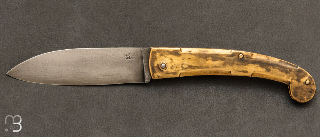 Couteau de poche à cran carré Laiton - Pierre Henri Monnet