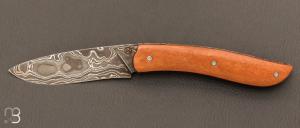 Custom "Gyr" front flipper knife - Paperstone and damascus by Tim Bernard
