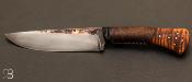 Couteau custom droit forg rable ond recouvert de rawhide par PH Monnet