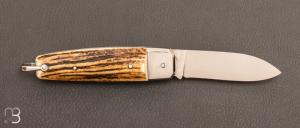 Couteau " Manufrance véritable " en bois de cerf 2 pièces