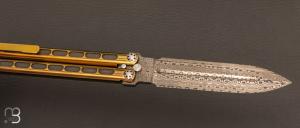  Balisong  " V " custom par Torpen Knives - Jérôme Hovaere - Titane et Damasteel