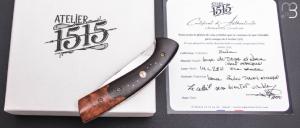   Couteau " 1515 collection Zulu " par Manu Laplace - Loupe de Thuya et ébène