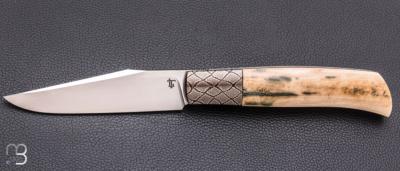   Couteau " Alpin " par Stephen Taillandier - Ivoire de Mammouth / damas et Elmax