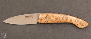 Couteau " Ariégeois " bouleau et lame 14C28N par la Coutellerie Savignac