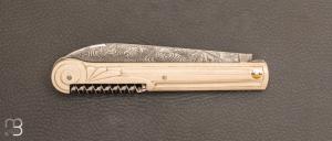 Couteau "  Art Deco 2 pièces " ivoire de mammouth et Damasteel par Glenn Guillou