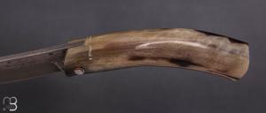  Couteau "Baby Dollar XS" corse de José Viale - Corne de bélier et lame Damas