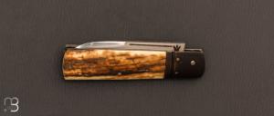  Couteau  "  Barlow " pliant custom par Nicolas Weber - Ivoire de mammouth et lame en RWL-34
