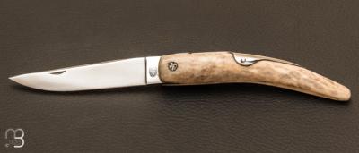 Couteau de poche Bieslois 10 cm Bois de cerf par J. Mongin