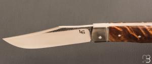    Couteau  " Big Trapper " par Laurent Gaillard - Fourche de peuplier stabilisée et 90McV8