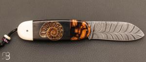 Couteau  "  Bouledogue  " Ammonite et damas de Philippe Ricard