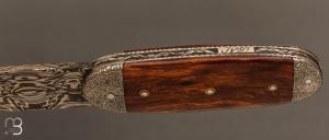  Couteau " Bouledogue" de Jean Pierre Veysseyre - Bois de fer et lame damas 