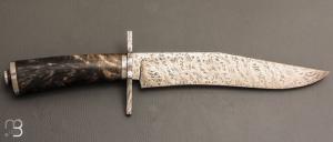   Couteau " Bowie " de Nicolas Mestrallet - Atelier du couteau Vaunaveys -Fourche de peulier et lame damas