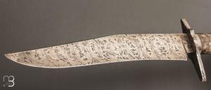   Couteau " Bowie " de Nicolas Mestrallet - Atelier du couteau Vaunaveys -Fourche de peulier et lame damas