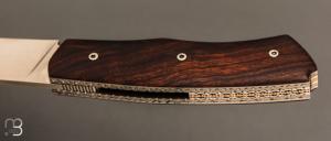  Couteau " Brimbelle " Liner-Lock flipper par Louis Contat - Bois de fer et 14c28N