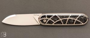 Couteau "Bull'ix" custom de Florent Dall'ava - L'atelier Dall'ava - Onyx argent et lame en RWL34