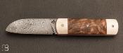 Couteau " Bull " custom noyer et elforyn / lame damas de David Margrita - Mbull Knives
