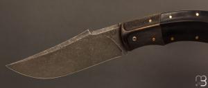  Couteau " Buzzard " pliant custom par Nicolas Weber - Ebène et lame en RWL34