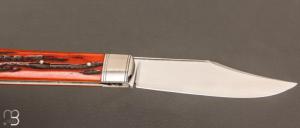    Couteau  "  Canif Sheffield " pliant fait main par Bastien Toubhans - Atelier Beau Merle - Os cerfé et RWL34
