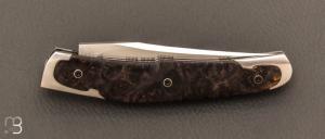 Couteau  "  Céleste " pliant artisanal de Cyril Kalisz - RWL-34 et loupe d'amboine noire stabilisée