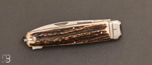 Couteau  "  Chasse Hallali  " 14 cm - bois de cerf