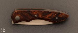 Couteau  "  Chevêche" liner-lock par Nicolas Kowal - Bois de fer d'Arizona et lame en RWL34