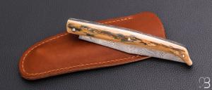  Couteau " Chiloé" pliant de Robin Forissier - Ivoire de mammouth et Damasteel