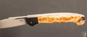  Couteau  "  Custom " par Laurent Gaillard - Fourche de peuplier stabilisée et 90McV8