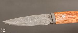  Couteau  " Droit " par Jean Paul SIRE - Hêtre échauffé et lame damas