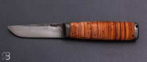   Couteau " F " droit de Frédéric Maschio - écorces de bouleau