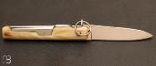 Couteau de poche Facette corne blonde 13 cm avec anneau par J. Mongin