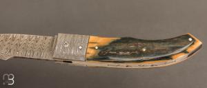    Couteau " Gentleman Folder " custom par Claude Giraud - Ivoire de mammouth et lame damas