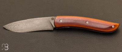 Couteau " Gyr " front flipper custom - Micarta Westinghouse et damas wootz par Tim Bernard