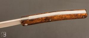   Couteau " Harpo " custom par Anthony Brochier - Loupe de buis et lame en RWL34