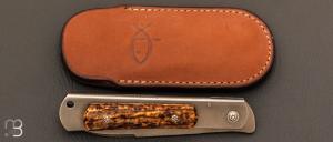   Couteau  " Ibis  " pliant de Éric Parmentier - Bois de cerf et Nitrocut NCV 60