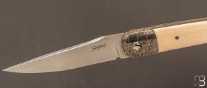Couteau " Interprétation Laguiole " custom de Stéphane Sagric - Ivoire de Mammouth et RWL-34