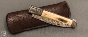  Couteau " Issoire " de Jean Pierre Veysseyre - Ivoire de mammouth et damas