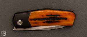  Couteau  "  Liner-Lock " custom par Guy Poggetti - Jigged bone et lame en Sandinox