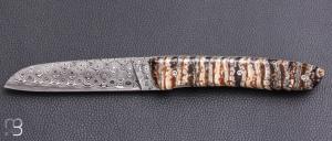   Couteau " L08 " par Atelier Perceval - Molaire de mammouth et lame damas