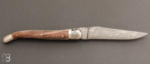 Couteau " Laguiole 12 cm " par Forge de Laguiole - Noyer et damas carbone