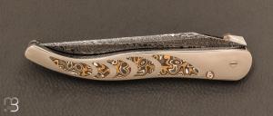  Couteau " Laguiole " par Charlie Bennica - Lame damas de David Brénière et inlays mokumé-gané 