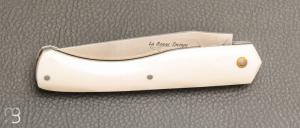   Couteau " Le Boulary " par La Bonne Trempe - Corian blanc et lame en 14c28n