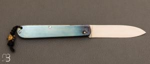   Couteau  "  Le Canif coloré " par Julien MARIA - Platines laiton et Lame acier XC75
