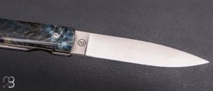 Couteau " Le Français "  par Atelier Perceval - Loupe de peuplier bleu stabilisée et 19C27