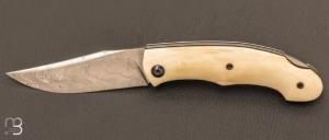 Couteau " Lock-Back " custom par Grgory Picard - damasteel et ivoire de phacochre
