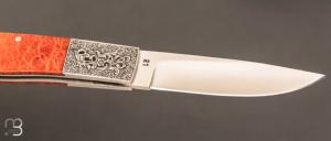    Couteau " Lock-Back " de poche par Susaï - Corail et ATS34 - Gravure de Pantechini