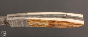   Couteau " Lock-back " par A & J Chomilier - Ivoire de mammouth et lame damas