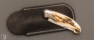 Couteau " Lutra Mini " Lock-back custom par Cyril Doche - Ivoire de mammouth et RWL34