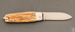Couteau " Manufrance véritable " en bois de cerf 2 pièces